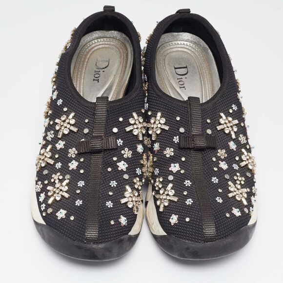 Dior Black Embellished Mesh Fusion Sneakers Size 39 - Picture 3 of 4